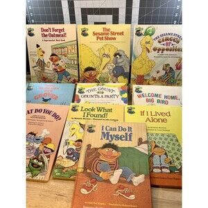 Vintage Sesame Street 10 Hardcover Book Bundle - 1980's